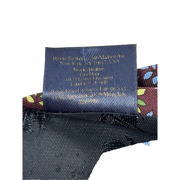 Brooks Brothers‎ Silk Tie Burgundy Blue Green Floral Pattern  60" x 3.5" - Picture 8 of 8